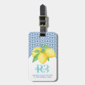 Watercolor citroen mediterraan tegel logo bagagelabel (Voorkant verticaal)