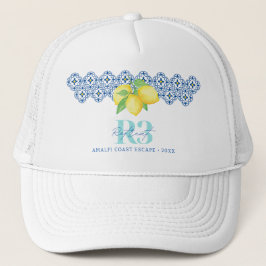 Watercolor Citroen Mediterraan Tegels Bedrijfslogo Trucker Pet