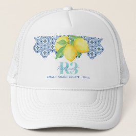 Watercolor Citroen Mediterraan Tegels Bedrijfslogo Trucker Pet