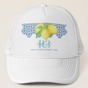 Watercolor Citroen Mediterraan Tegels Bedrijfslogo Trucker Pet