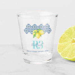 Watercolor Citroen Mediterraan Tegeltje Logo Shot Glas