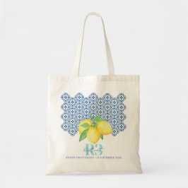 Watercolor Citroen Mediterraan Tegeltje Logo Tote Bag