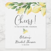 Watercolor Citroen Trouw Bruiloftslintlabel Wijn Etiket (Enkel label)