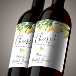 Watercolor Citroen Trouwdag Vine Label Wijn Etiket