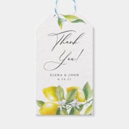 Watercolor citroenbloesem bruiloft bedankt cadeaulabel