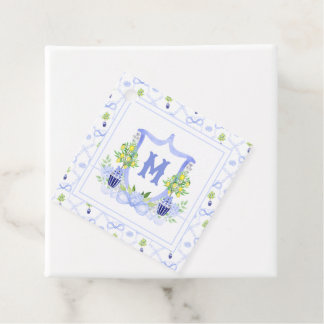Watercolor citroenboom monogram wapenschild bedankjes labels