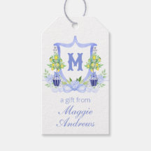 Watercolor citroenboom monogram wapenschild