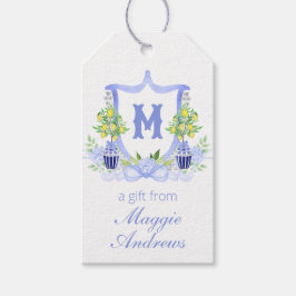 Watercolor citroenboom monogram wapenschild cadeaulabel