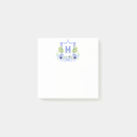 Watercolor citroenboom monogram wapenschild post-it® notes (Voorkant)