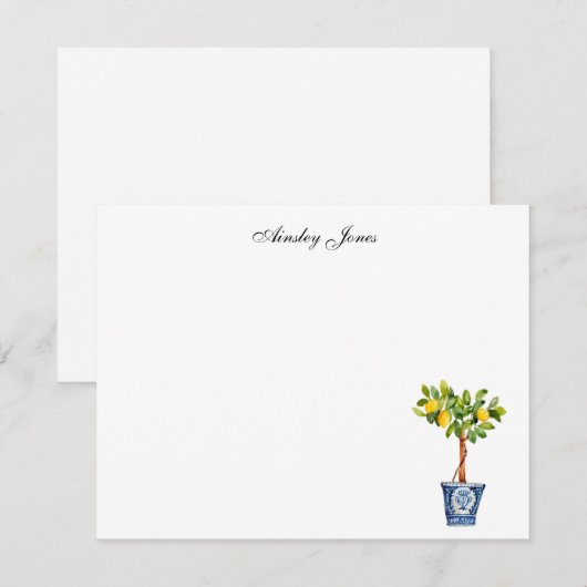 Watercolor citroenboom topiary  bedankkaart (Voorkant / Achterkant)