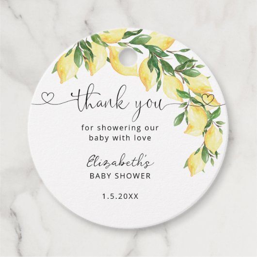 Watercolor citroendouche bedankkaartjes bedankjes labels (Voorkant)