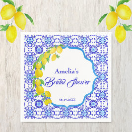 Watercolor Citroenen Amalfi Bruiloftsfeest Servet