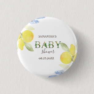 Watercolor Citroenen Baby Shower   Ronde Button 3,2 Cm