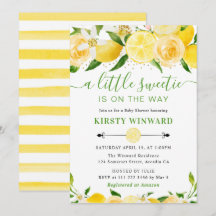 Watercolor Citroenen en Bloemen Baby Shower