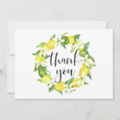 Watercolor citroenen en bloesem krans bruiloft bedankkaart (Voorkant)