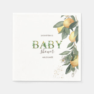 Watercolor Citroenen Groene Baby Shower Servet