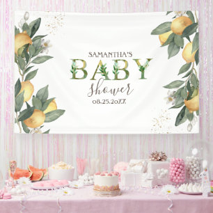 Watercolor Citroenen Groene Baby Shower Spandoek