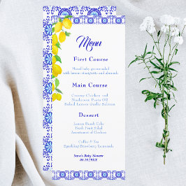 Watercolor Citroenen Positano Amalfi Baby Shower Menu