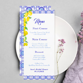 Watercolor Citroenen Positano Amalfi Bruidsuitnodi Menu