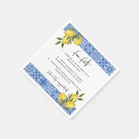 Watercolor Citroenen & Tegel Trouw Bruiloft Feiten Servet (Hoek)