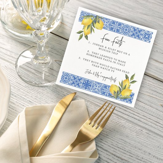 Watercolor Citroenen & Tegel Trouw Bruiloft Feiten Servet