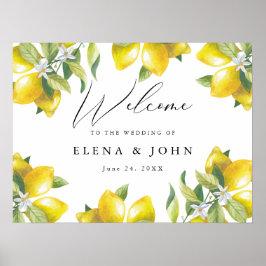 Watercolor citroenenbloesem huwelijks welkomstbord poster