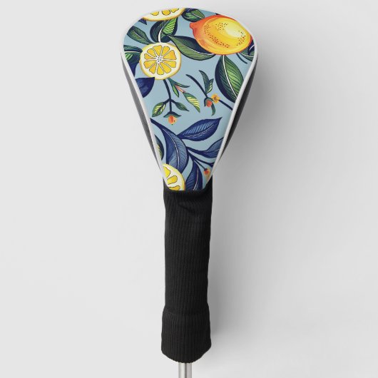 Watercolor Citroenprint Driverhoes Golfheadcover (Voorkant)