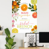 Watercolor Citrus Bloemachtige Bruiloftsborrel Bru Poster (Thuiskantoor)