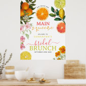 Watercolor Citrus Bloemachtige Bruiloftsborrel Bru Poster (Keuken)