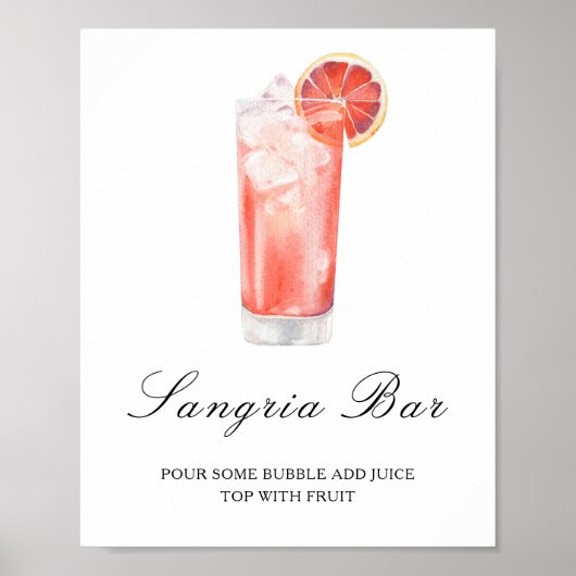 Watercolor citrus cocktail - sangria bar poster (Voorkant)