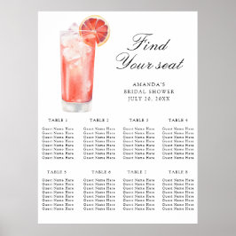 Watercolor Citrus Cocktail Wedding seating chart Poster
