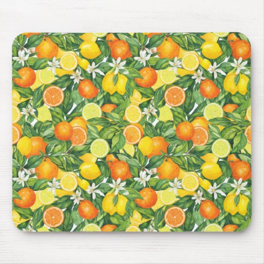 Watercolor Citrus Garden Mouse Pad Muismat (Voorkant)