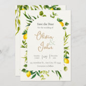 Watercolor Citrus Lemon Arch Save the Date Card Kaart (Voorkant / Achterkant)