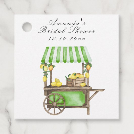 Watercolor Citrus Lemon Cart Bridal Shower Bedankjes Labels (Voorkant)