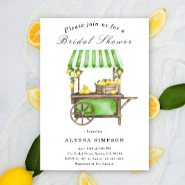 Watercolor Citrus Lemon Cart Bridal Shower Kaart