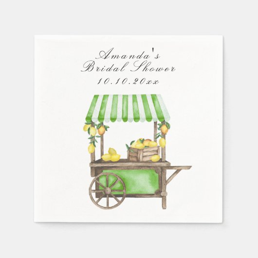 Watercolor Citrus Lemon Cart Bridal Shower Servet (Voorkant)
