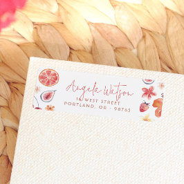 Watercolor Citrus Roze Retouradres Etiket