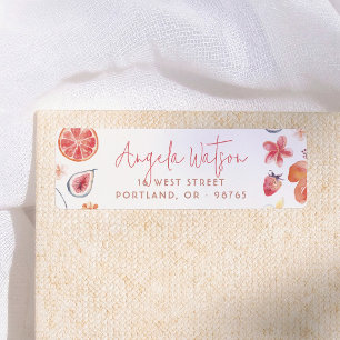 Watercolor Citrus Roze Retouradres Etiket