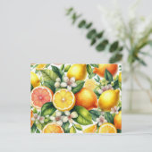 Watercolor Citrusfruitpatroon Briefkaart (Staand voorkant)
