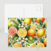 Watercolor Citrusfruitpatroon Briefkaart (Voorkant / Achterkant)