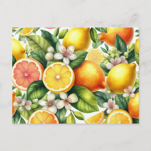 Watercolor Citrusfruitpatroon Briefkaart (Voorkant)