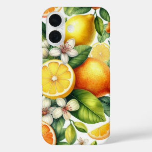 Watercolor Citrusfruitpatroon iPhone 16 Hoesje