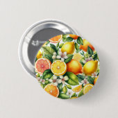 Watercolor Citrusfruitpatroon Ronde Button 5,7 Cm (Voorkant /achterkant)
