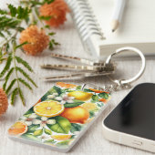 Watercolor Citrusfruitpatroon Sleutelhanger (Voorkant Rechts)