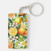 Watercolor Citrusfruitpatroon Sleutelhanger (achterkant)