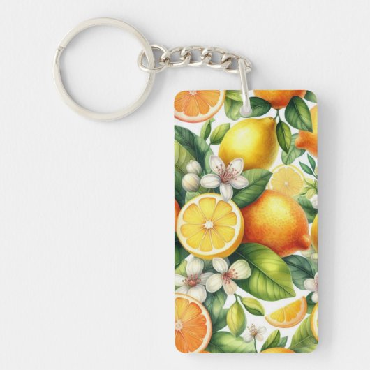 Watercolor Citrusfruitpatroon Sleutelhanger (Voorkant)