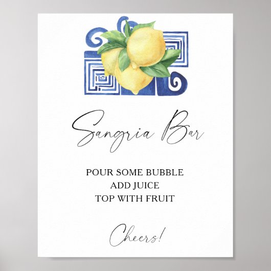 Watercolor citruslemon - sangriabar poster (Voorkant)