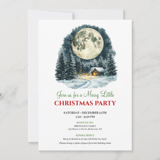 Watercolor Classic Holiday Scene Christmas Invite Kaart (Voorkant)