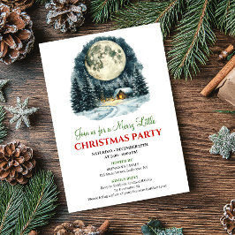 Watercolor Classic Holiday Scene Christmas Invite Kaart