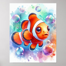 Watercolor Clownvis Poster